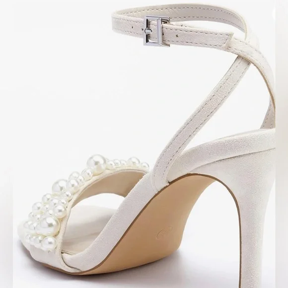 NWT Women's Open Toe Heeled Sandals Pearl Strap Stiletto, MULTI COLORS AVAILABLE